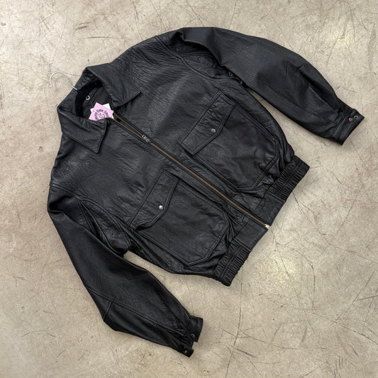SCHWARZER BOMBERJACKE AUS FARBIGEM LEDER VON STADLER