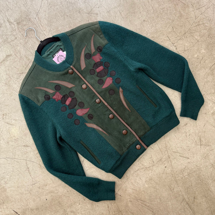 JERSEY CÁRDIGAN GREEN PIEL TORRAS