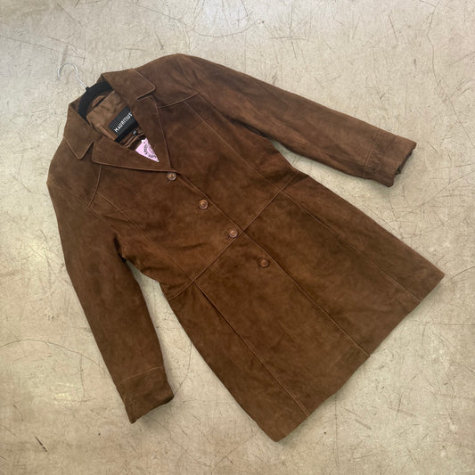 ABRIGO LARGO PIEL SUEDE BROWN MAURITIUS