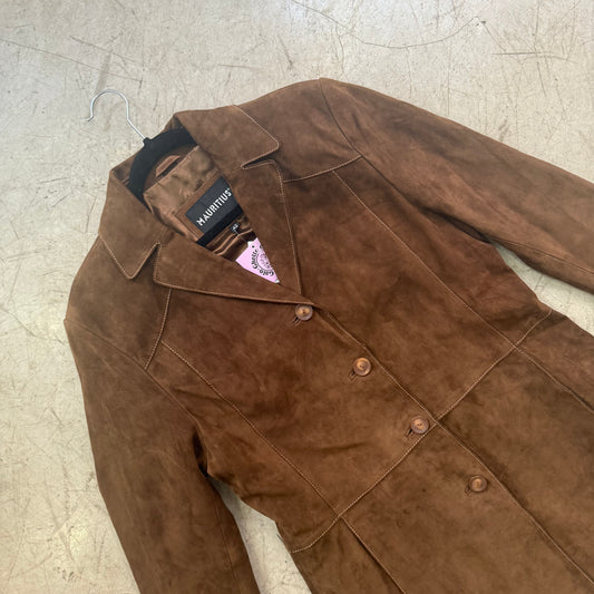 ABRIGO LARGO PIEL SUEDE BROWN MAURITIUS