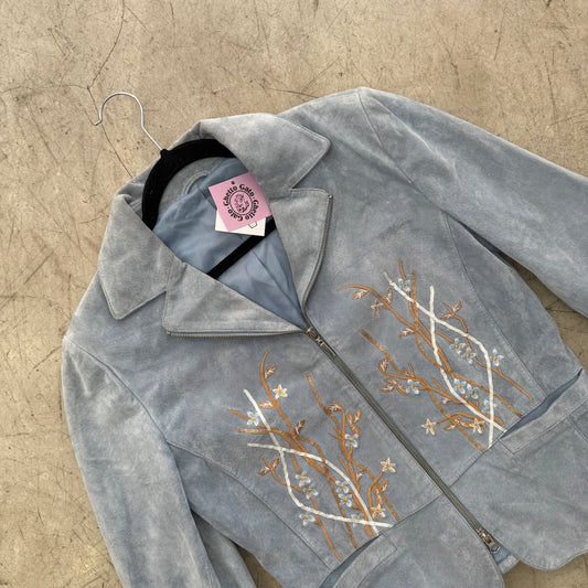 BLAZER PIEL ANTE BABY BLUE BORDADOS