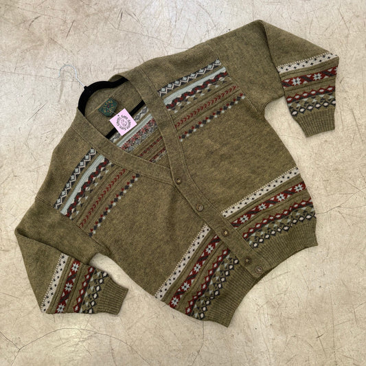 GREEN WOOL CARDIGAN SWEATER