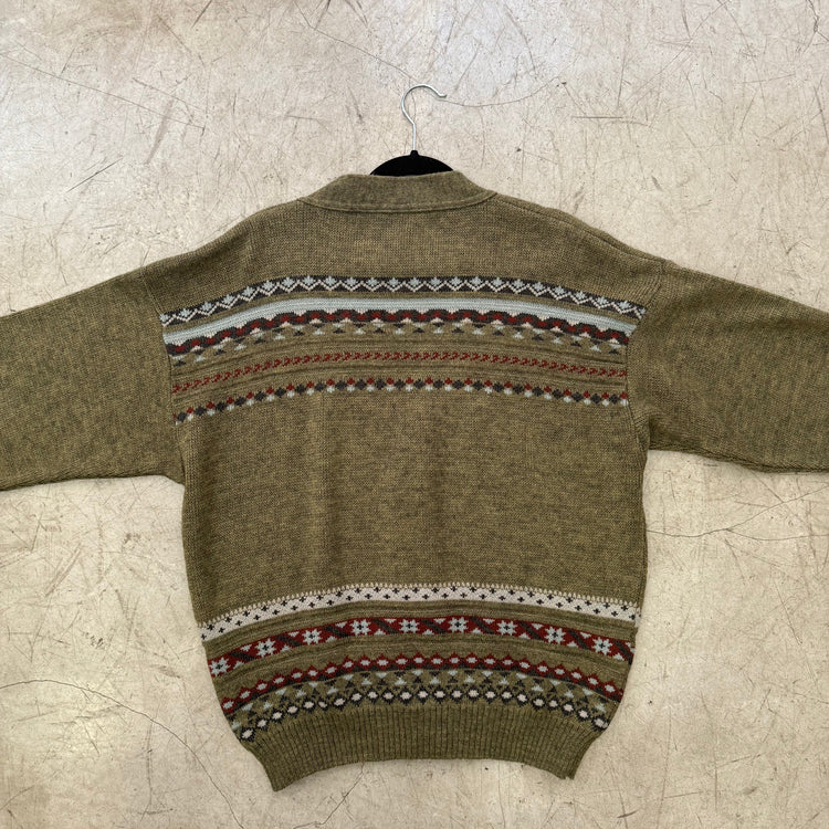 GREEN WOOL CARDIGAN SWEATER