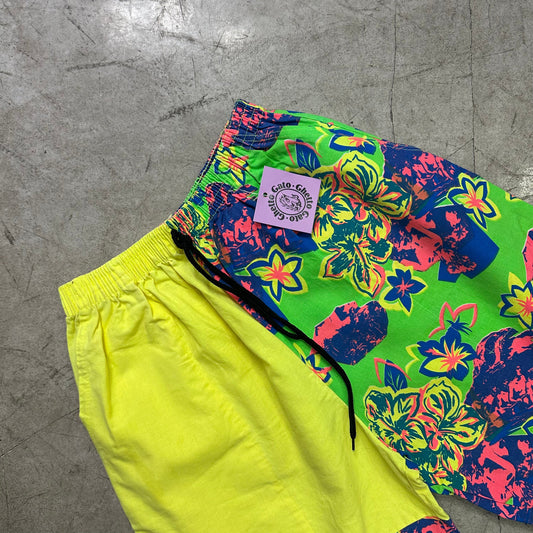 NEON PRINT YELLOW BERMUDA SHORTS