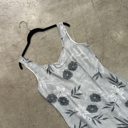GRAY FLOWERS DRESS WITH STRAPS