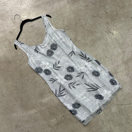 GRAY FLOWERS DRESS WITH STRAPS