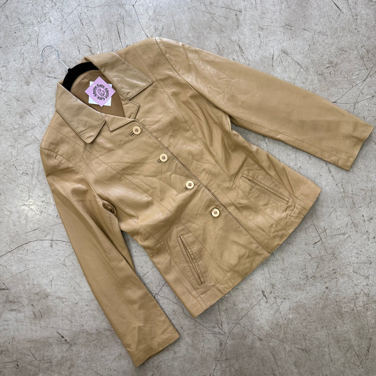 CHAQUETA BLAZER PIEL BEIGE