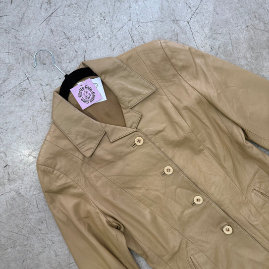 CHAQUETA BLAZER PIEL BEIGE
