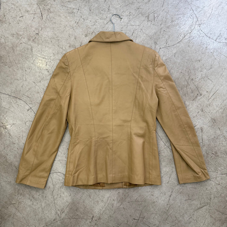 CHAQUETA BLAZER PIEL BEIGE