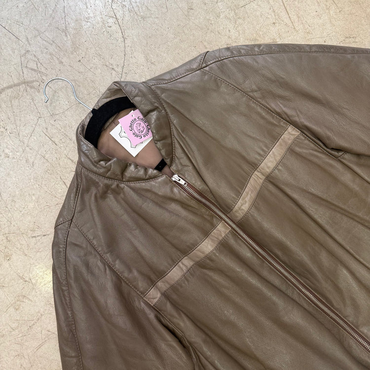 BOMBER PIEL TAUPE ACOLCHADA