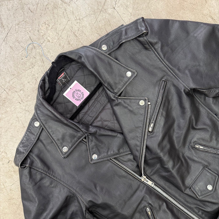 BOMBER PERFECTO LEATHER JACKET BLACK POLO