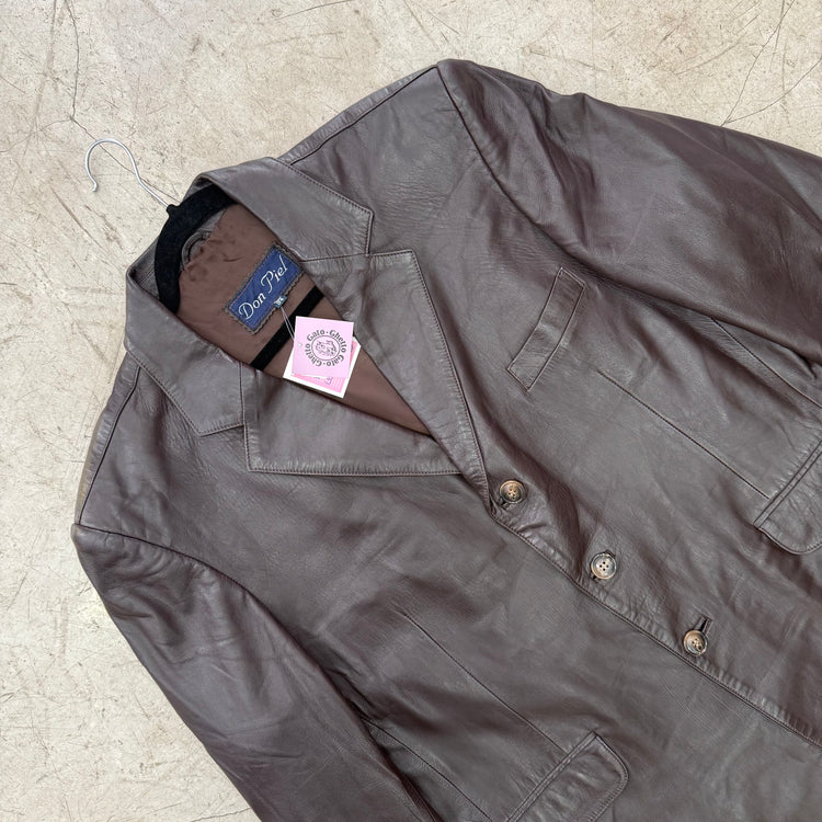CHAQUETA BLAZER PIEL BROWN DONPIEL