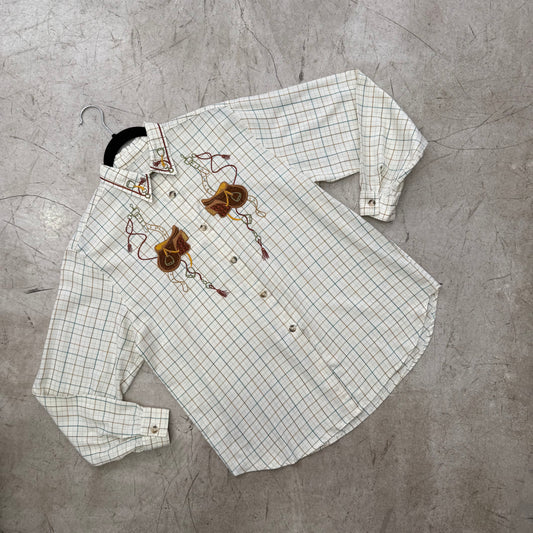 CAMISA BEIGE BORDADO HORSES