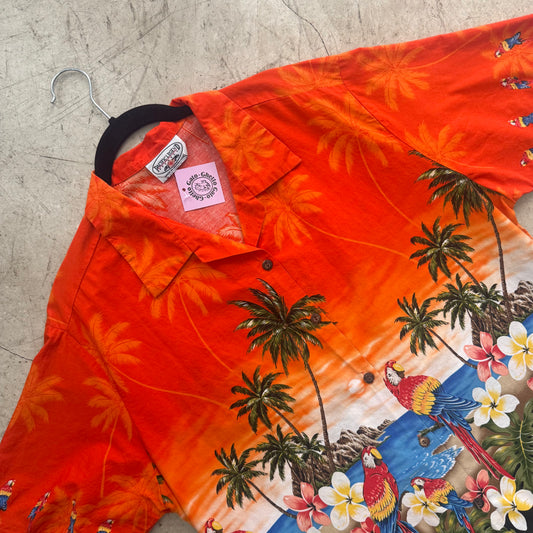 CAMISA HAWAIANA ORANGE LOROS