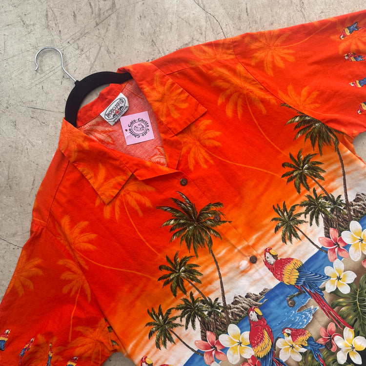 CAMISA HAWAIANA ORANGE LOROS