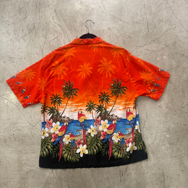 CAMISA HAWAIANA ORANGE LOROS