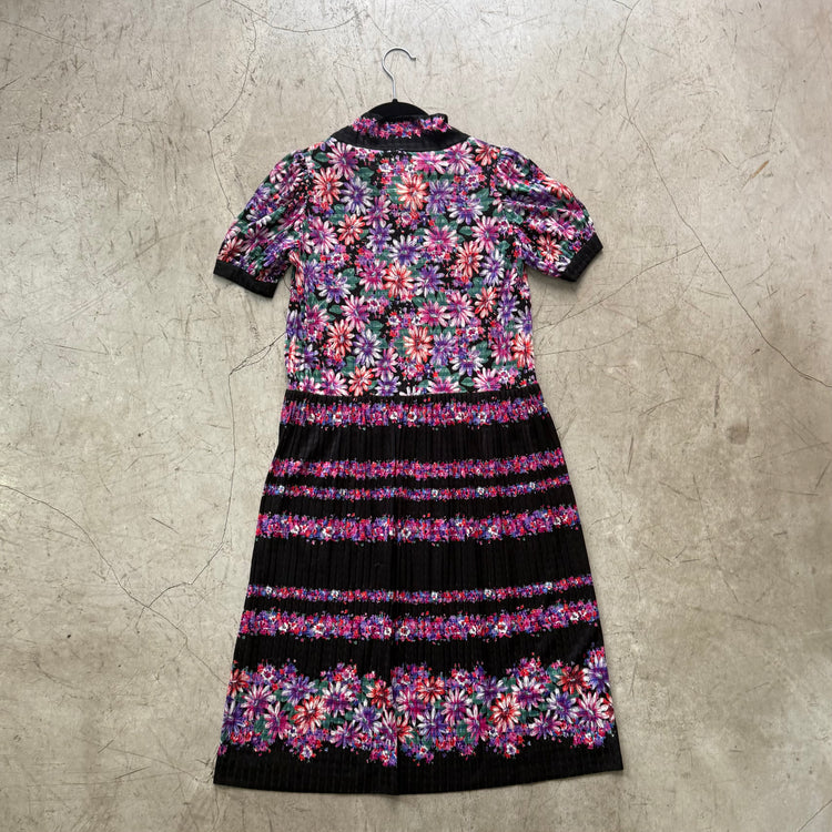 VESTIDO HANDMADE FLORAL BLACK 70s