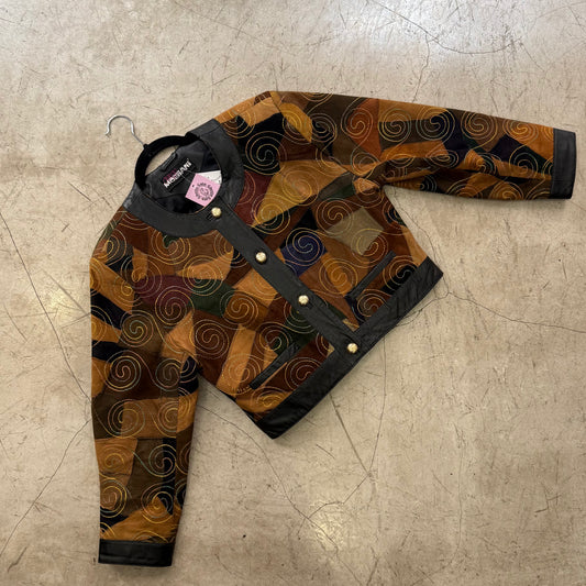 CHAQUETA PIEL BLACK BROWN PATCHWORK MOBIANI