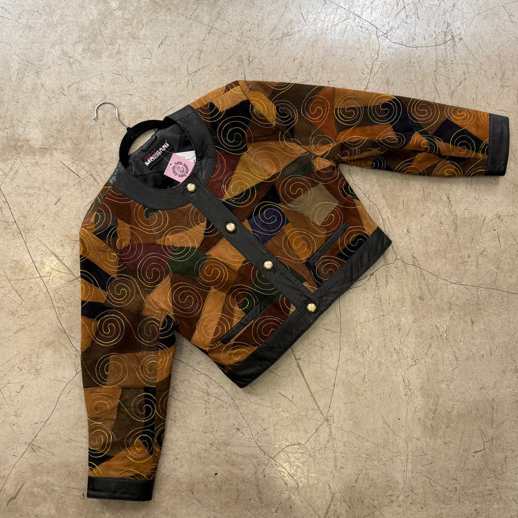 CHAQUETA PIEL BLACK BROWN PATCHWORK MOBIANI