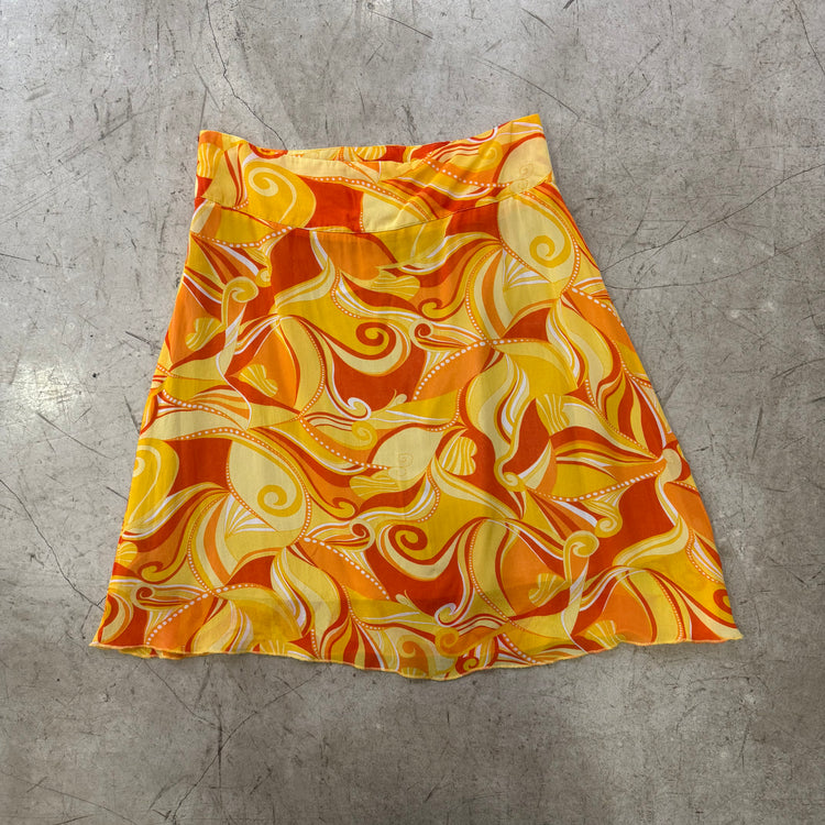 FALDA ORANGE GASA PRINT Y2K