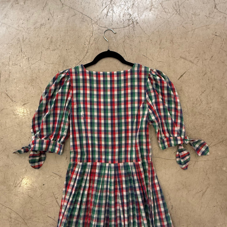 VESTIDO AUSTRIA CUADROS BOTONES GREEN