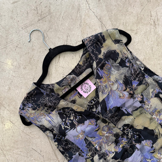 CHALECO BLACK BEIGE PURPLE PRINT