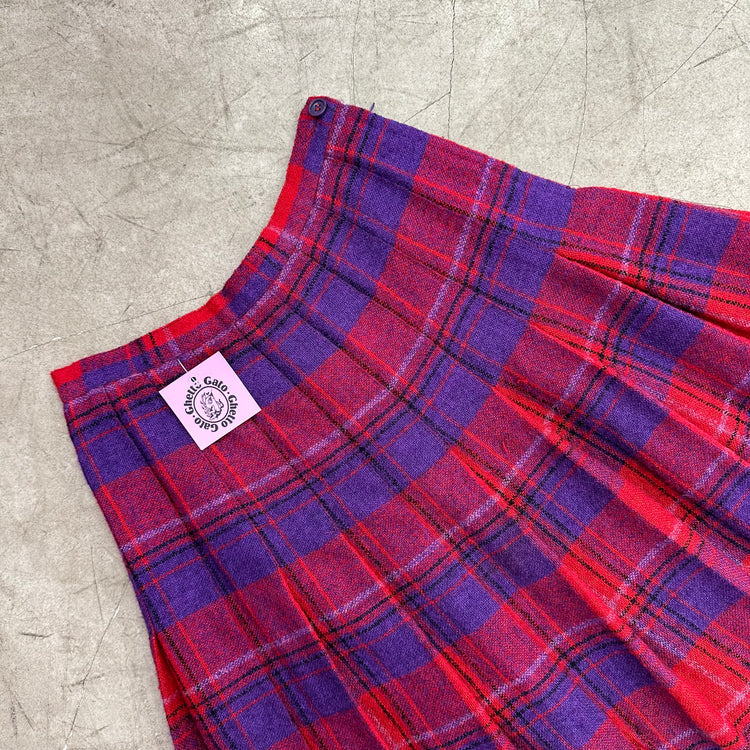 RED PURPLE CHECKED SKIRT