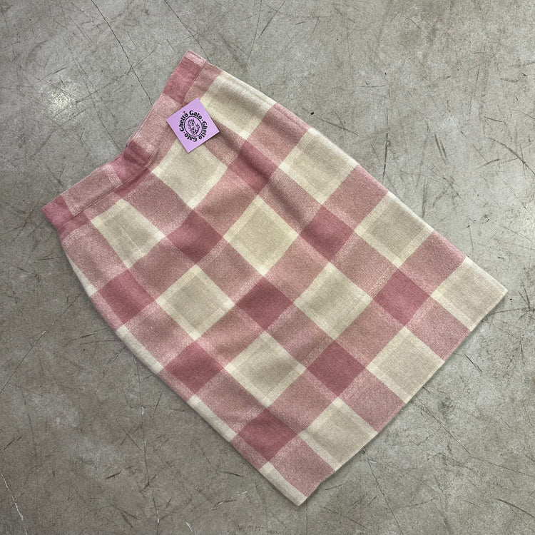 PINK CHECKED WOOL SKIRT