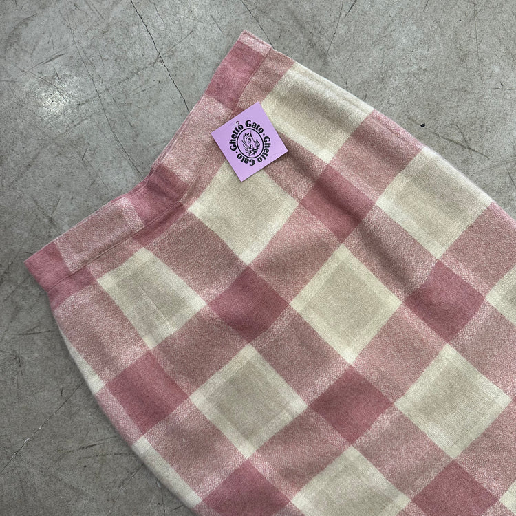 PINK CHECKED WOOL SKIRT