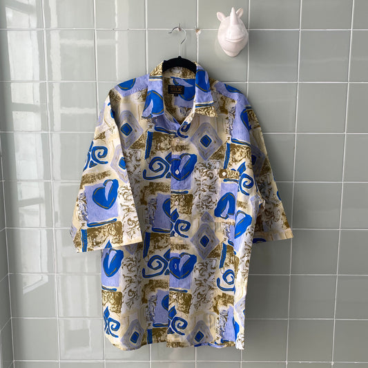 CAMISA HAWAIANA SEDA BLUE