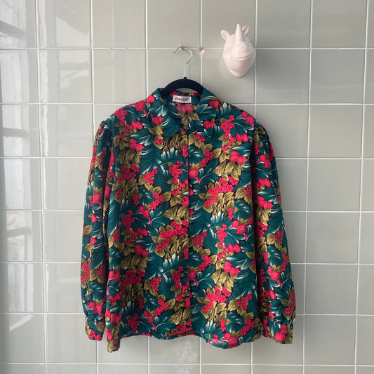 CAMISA GREEN FUCSIA FLOWERS
