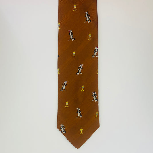 SILVER TIE TIE BROWN